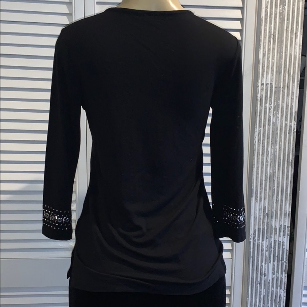 JM Collection Black Embellished Design Shirt - Picture 6 of 7